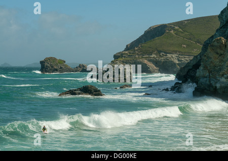 Trevaunance Cove, St Agnes, Cornwall, England Stock Photo