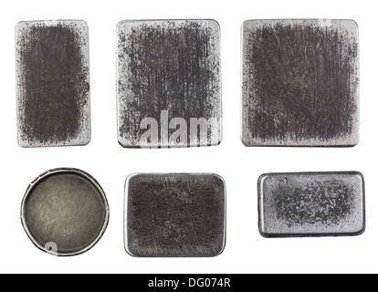 Dark metal plates, isolated textures. Stock Photo
