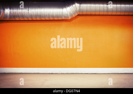 Empty parking lot wall, floor and ceiling. Stock Photo