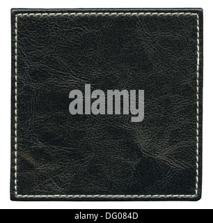 Blank leather background with stitches, isolated. Stock Photo
