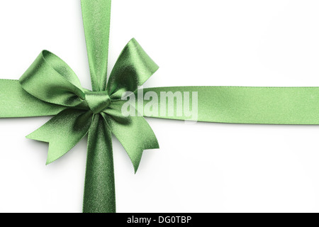 Green ribbon bow isolated on white background Stock Photo