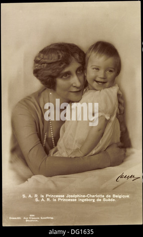 Ak Prinzessin Joséphine Charlotte von Belgien, Princesse Ingeborg von Schweden; Stock Photo