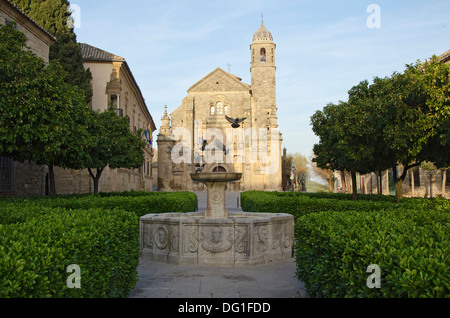 The Sacred Chapel of El Salvador (Capilla del Salvador) in the Plaza de Vazquez de Molina with the Parador hotel to the left, Ub Stock Photo