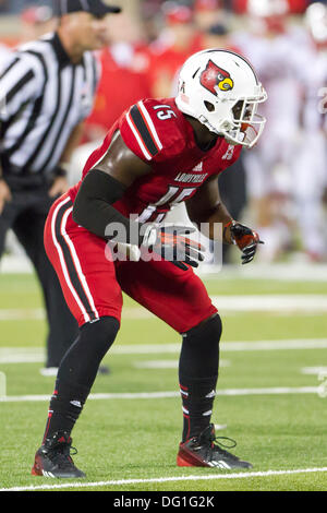 Louisville, KY, USA. 10th Oct, 2013. October 10, 2013: CB (15) Andrew Johnson during the NCAA football game between the Rutgers Scarlet Knights and the Louisville Cardinals at Papa John's Stadium in Louisville, KY. Louisville defeated Rutgers 24-10. Credit:  csm/Alamy Live News Stock Photo