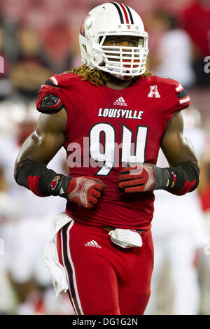 Louisville, KY, USA. 10th Oct, 2013. October 10, 2013: DE (94) Lorenzo Mauldin during the NCAA football game between the Rutgers Scarlet Knights and the Louisville Cardinals at Papa John's Stadium in Louisville, KY. Louisville defeated Rutgers 24-10. Credit:  csm/Alamy Live News Stock Photo