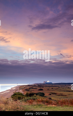 Looking South from Dunwich Cliffs Towards Sizewell B Nuclear Power Station Stock Photo