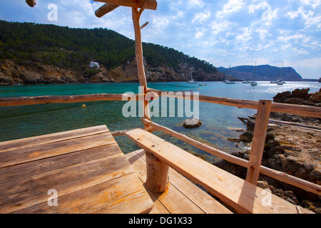 Ibiza Port de Benirras at Balearic Islands of Spain Stock Photo