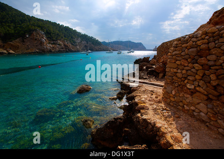 Ibiza Port de Benirras at Balearic Islands of Spain Stock Photo