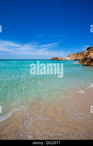 Cala Tarida in Ibiza beach Sant Josep at Balearic Islands Stock Photo