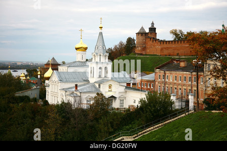 Autumn view of Church Elijah the Prophet and Kremlin Nizhny Novgorod Russia Stock Photo