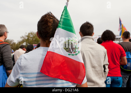 Mexican-American man with Mexican flag at Immigration Reform rally - Washington, DC USA Stock Photo