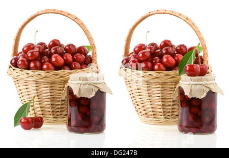cherry jam isolated on white background Stock Photo