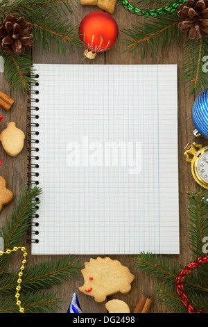 christmas decoration on wood background Stock Photo