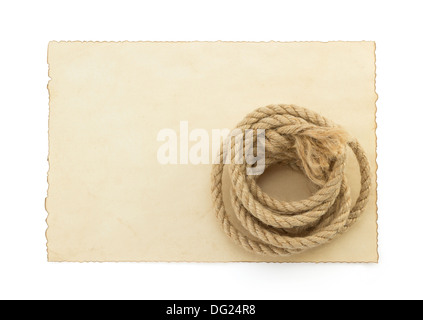 ship ropes on old vintage paper background texture Stock Photo