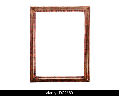 old wooden picture frame isolated on white background Stock Photo