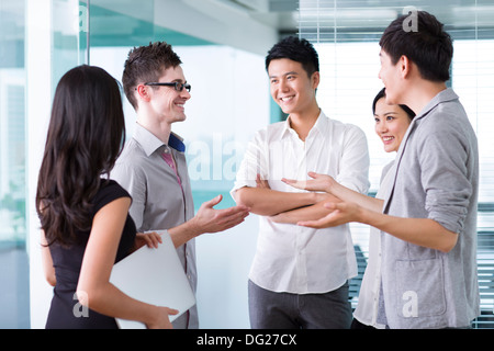 Business team workers having a meeting Stock Photo