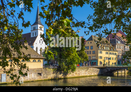 St Guillaume protestant church 14th Century Ill river Strasbourg Alsace France Stock Photo