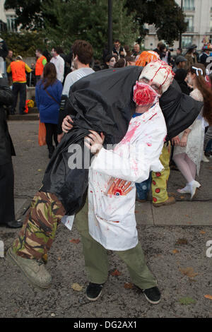 London, UK. 12th Oct, 2013. Annual Zombie invasion of London in aid of St. Mungo's, charity for the homeless. London, UK 12th October 2013 Credit:  martyn wheatley/Alamy Live News Stock Photo