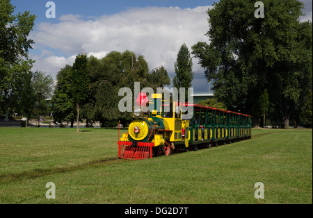 the miniature railway train ride in the rheinpark on the right bank of the river rhine, cologne, germany Stock Photo