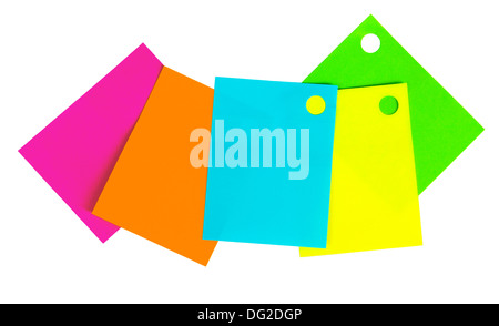 multi colored stickers on a white isolated background Stock Photo