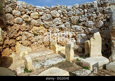 Part of the megalithic Ggantija Temples complex Gozo Malta Stock Photo