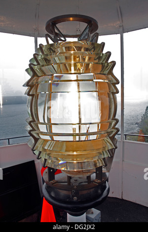 Lighthouse light Fresnel lens Owl's Head Lighthouse Maine Coast New England USA Stock Photo
