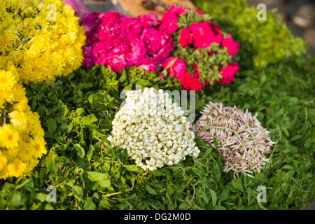 floral arrangment for religious offerings in india Stock Photo