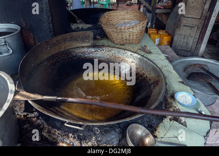 Fried Food Big Wok Hot Oil Stock Photo 1042891975