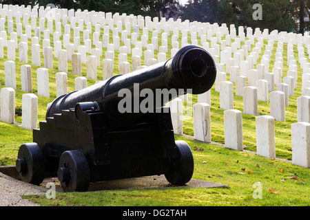 Many men have fallen in war and some are laid to rest here Stock Photo