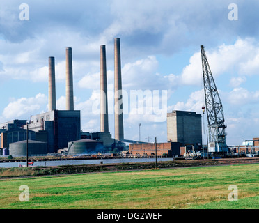 Blyth Power Station (coal fired) seen from Newbiggin-by-the-Sea Stock ...