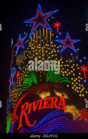 The Riviera hotel and casino sign in Las Vegas. Stock Photo