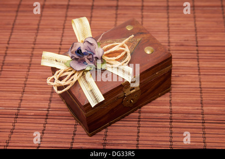 locked box on a wooden background Stock Photo