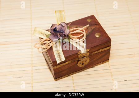 locked box on a wooden background Stock Photo