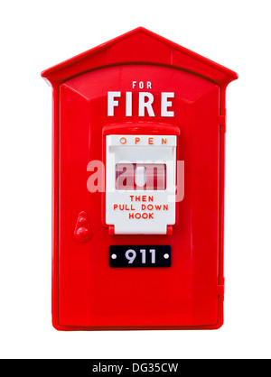fire alarm box isolated over a white background with a clipping path at original size Stock Photo