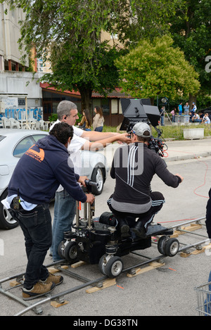 SCAMPIA NAPLES, ITALY- JUNE 4: set of a fiction of RAI 'L'Oro di Scampia' which is filmed entirely in the district Scampia Stock Photo