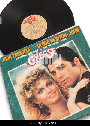 album vinyl record of grease- John Travolta Stock Photo