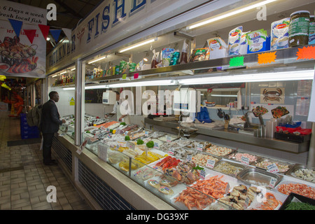 Beresford Market fresh fish & seafood  & shell fishmongers St Helier Jersey Stock Photo