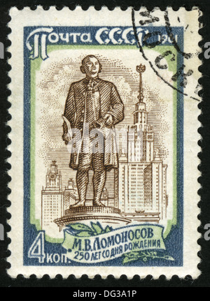 USSR, 1961 year,post mark,stamp,250th anniversary of his birth, Michael Lomonosov Stock Photo