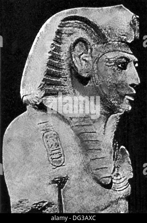 This carved sculpture of Amenhotep III is from Thebes. Amenhotep III was the ninth pharaoh of the 18th Dynasty. Stock Photo
