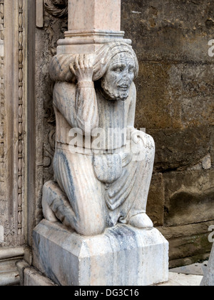 Column of portal from Basilica Santa Maria Maggiore in Bergamo, Italy. Stock Photo