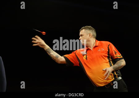Dublin, Ireland, UK. 13th Oct 2013. PDC Party Poker  Tom Kirby Memorial Irish Matchplay final Colin McGarry in action against Connie Finnan at the Citytwest Hotel, Dublin, Ireland Credit:  Michael Cullen/Alamy Live News Stock Photo