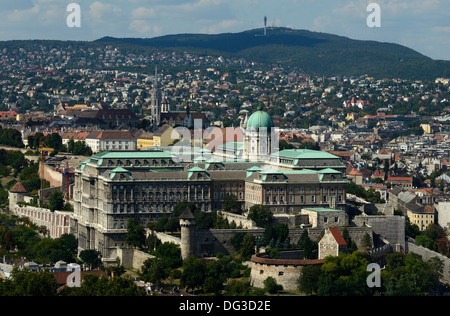 Panoramic view of the Castle District with Royal Palace from Citadel on Gellert Hill Stock Photo
