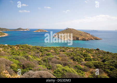 europe, greece, dodecanese, patmos island, view of agios georgios island Stock Photo
