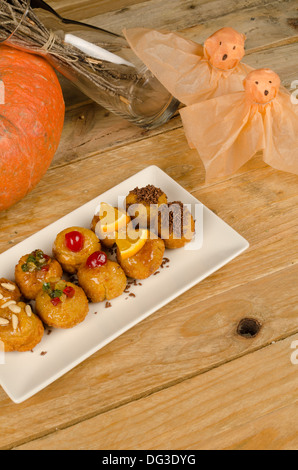 Traditional Spanish Halloween biscuits, homemade panellets Stock Photo