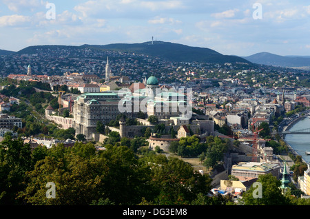 Panoramic view of the Castle District with Royal Palace from Citadel on Gellert Hill Stock Photo