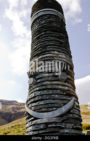 Slate sculpture at the Honister slate mine on the Honister Pass near Buttermere in the Lake District Stock Photo