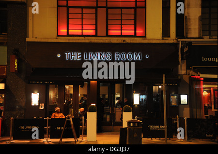 Living Room Restaurant and Bar at night  Manchester, UK Stock Photo