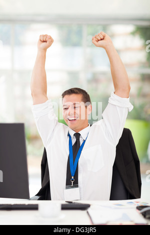 excited young businessman closing an important deal Stock Photo