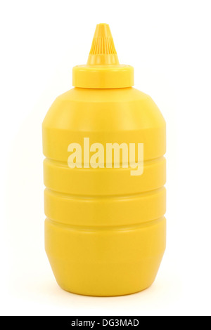 a bottle of yellow mustard with white background Stock Photo