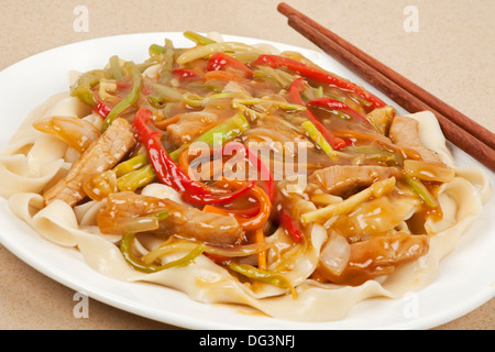 A delicious dinner of Pork Lo Mein Stock Photo